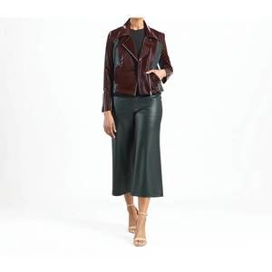 NEW CLARA SUN WOO vinyl/liquid leather mixed media zip jacket in mulberry